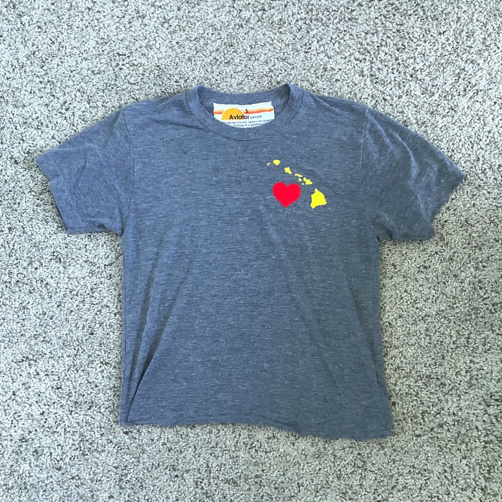 Aviator Nation Hawaii Love rare t-shirt raw bottom unisex size small